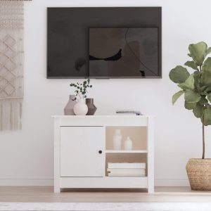 vidaXL Szafka pod telewizor, biała, 70×36,5×52 cm, lite drewno sosnowe