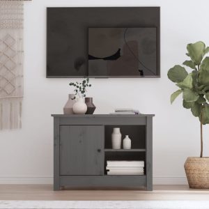 vidaXL Szafka pod telewizor, szara, 70×36,5×52 cm, lite drewno sosnowe