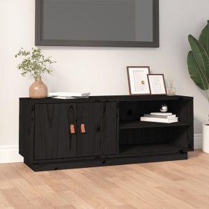 vidaXL Szafka pod TV, czarna, 105x34x40 cm, lite drewno sosnowe
