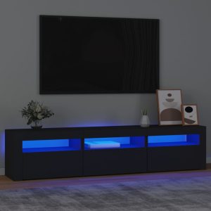 vidaXL Szafka pod TV z oświetleniem LED, czarna, 180x35x40 cm