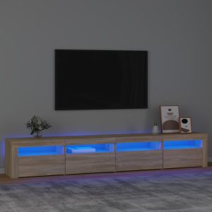 vidaXL Szafka TV z oświetleniem LED, dąb sonoma, 240x35x40 cm