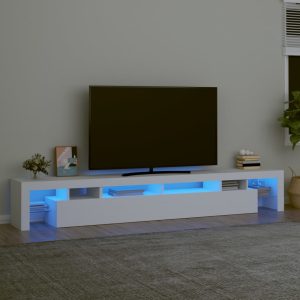 vidaXL Szafka pod TV z oświetleniem LED, biała, 260×36,5×40 cm