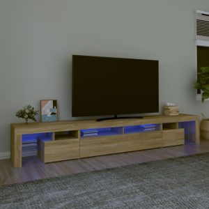 vidaXL Szafka pod TV z oświetleniem LED, dąb sonoma, 260×36,5×40 cm