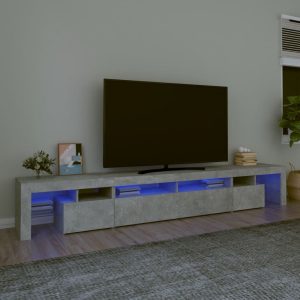 vidaXL Szafka pod TV z oświetleniem LED, szarość betonu, 260×36,5x40cm