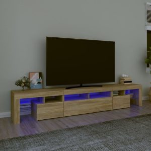 vidaXL Szafka pod TV z oświetleniem LED, dąb sonoma, 230×36,5×40 cm