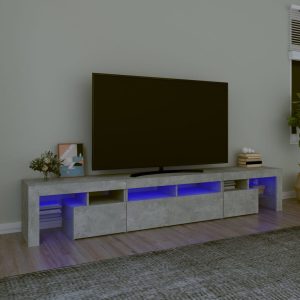 vidaXL Szafka pod TV z oświetleniem LED, szarość betonu, 230×36,5x40cm