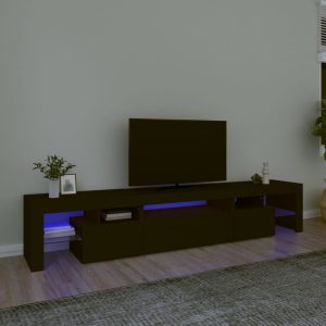 vidaXL Szafka pod TV z oświetleniem LED, czarna, 215×36,5×40 cm