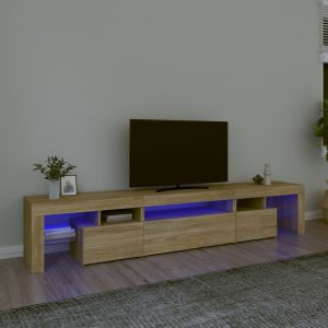 vidaXL Szafka pod TV z oświetleniem LED, dąb sonoma 215×36,5×40 cm