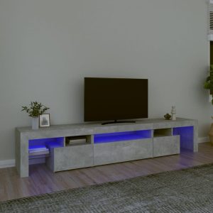 vidaXL Szafka pod TV z oświetleniem LED, szarość betonu 215×36,5×40 cm