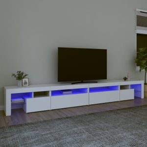 vidaXL Szafka pod TV z oświetleniem LED, biała, 290×36,5×40 cm