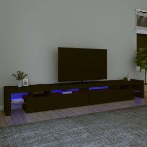vidaXL Szafka pod TV z oświetleniem LED, czarna, 290×36,5×40 cm