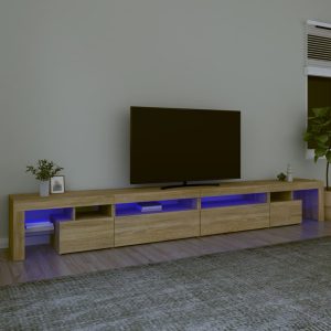 vidaXL Szafka pod TV z oświetleniem LED, dąb sonoma, 290×36,5×40 cm