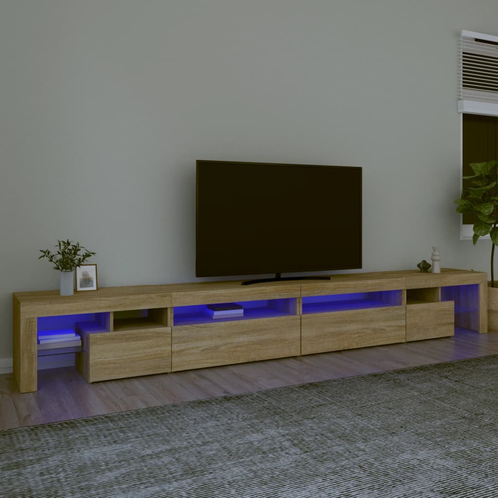 vidaXL Szafka pod TV z oświetleniem LED, dąb sonoma, 290×36,5×40 cm