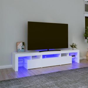 vidaXL Szafka pod TV z oświetleniem LED, biała 200×36,5×40 cm