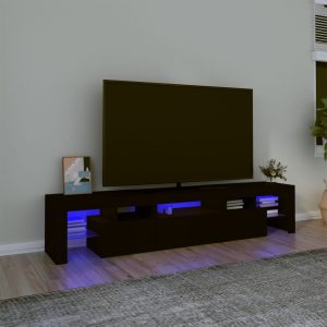 vidaXL Szafka pod TV z oświetleniem LED, czarna 200×36,5×40 cm