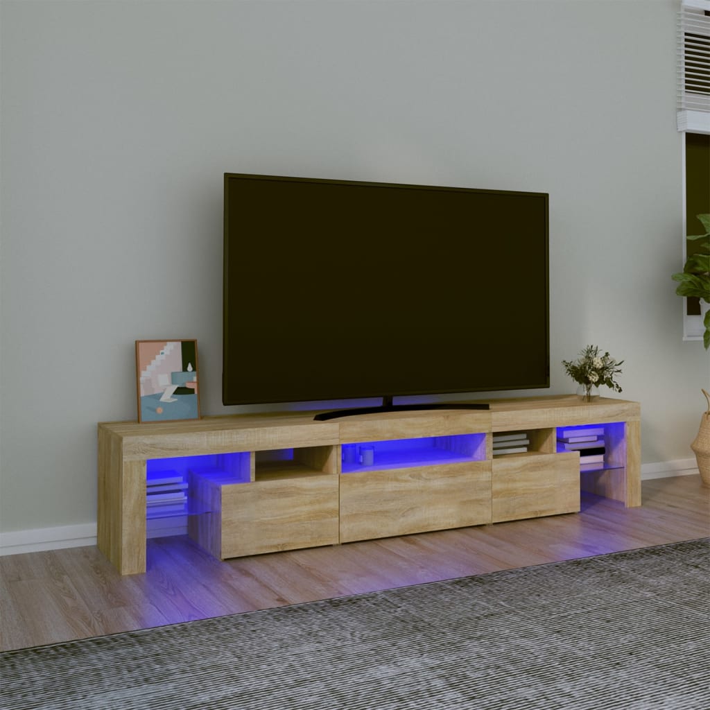 vidaXL Szafka pod TV z oświetleniem LED, dąb sonoma 200×36,5×40 cm