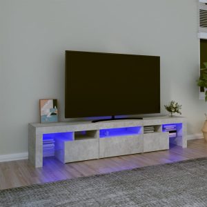 vidaXL Szafka pod TV z oświetleniem LED, szarość betonu 200×36,5×40 cm