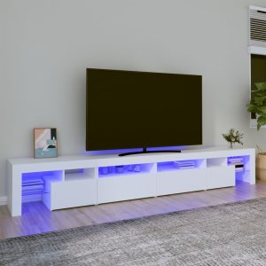 vidaXL Szafka pod TV z oświetleniem LED, biała, 260×36,5×40 cm