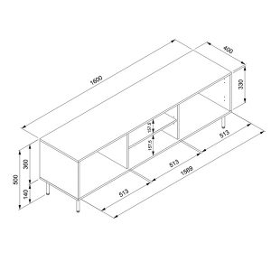 Szafka RTV niebieska mat 160 cm Caracas – nowoczesny design, pojemne szuflady, styl skandynawski