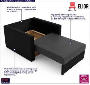 Sofa Amerykanka Czarny Szary + D1-C82