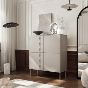 Komoda z drzwiami beżowa mat 100 cm Aurelia – nowoczesny styl, funkcjonalność, elegancki kolor