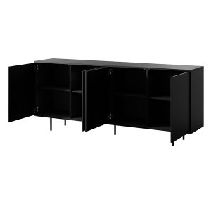 Komoda z drzwiami czarna mat 200 cm Nero – elegancka, pojemna, nowoczesny design, wysoka jakość