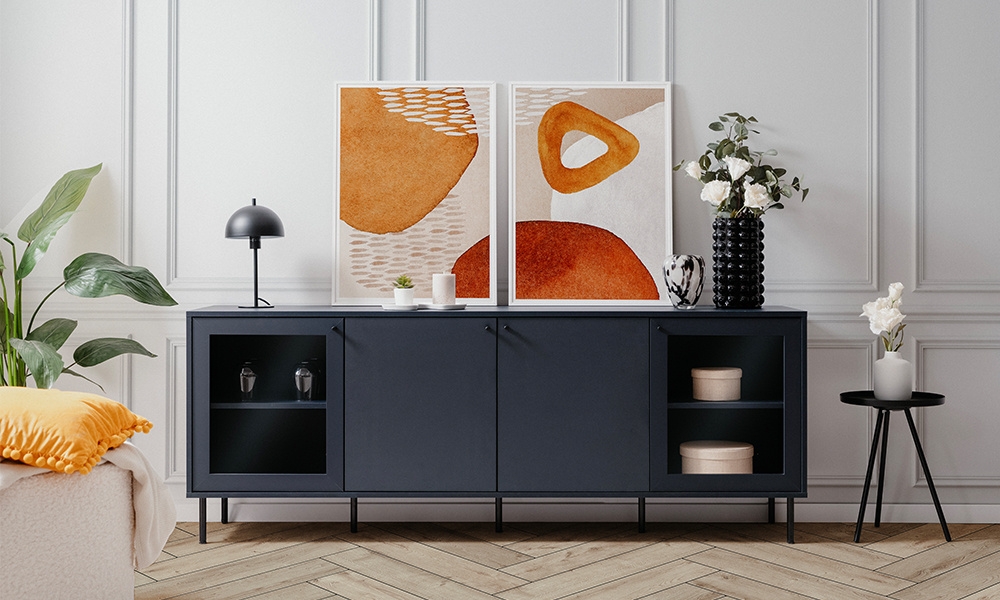 Szafka RTV niebieska mat 180 cm Caracas – nowoczesny design, wysoka jakość, funkcjonalność