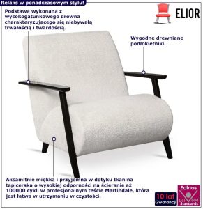 Drewniany fotel tapicerowany ecru H6-G34