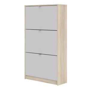 Szafka na buty trzydrzwiowa dąb sonoma / biała mat 70 cm Roma – funkcjonalność, styl, trwałość