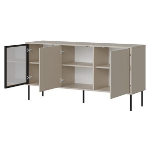 Komoda z drzwiami kaszmir mat 150 cm Linoa – elegancki design, funkcjonalność, kolor kaszmir