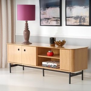 Szafka RTV dąb mat 167 cm Clever – nowoczesny design, minimalistyczny styl, funkcjonalność, trwały materiał