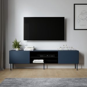 Szafka RTV niebieska mat 200 cm Verno – nowoczesny design, pojemne szuflady, trwały materiał