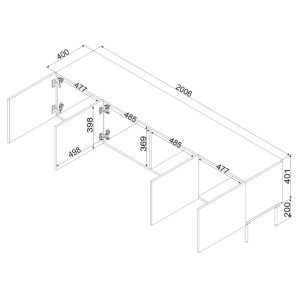 Szafka RTV czarna mat 200 cm Linea – elegancki design, nowoczesny styl, funkcjonalność