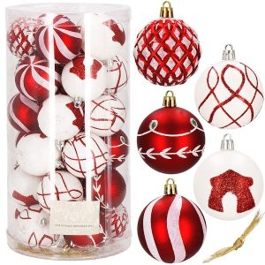 Bombki choinkowe 30 sztuk, czerwone 6 cm, zestaw choinkowy