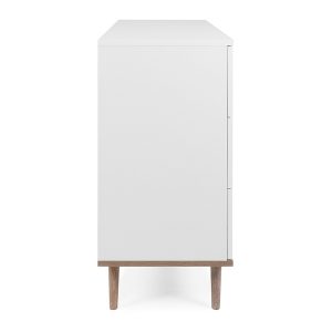 Komoda z szufladami biała / dąb sonoma mat 80 cm Göteborg – funkcjonalność, nowoczesny design, praktyczne rozwiązania