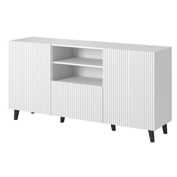 Komoda z drzwiami i szufladami biała mat 150 cm Malia – elegancki design, funkcjonalność, idealna do każdego wnętrza