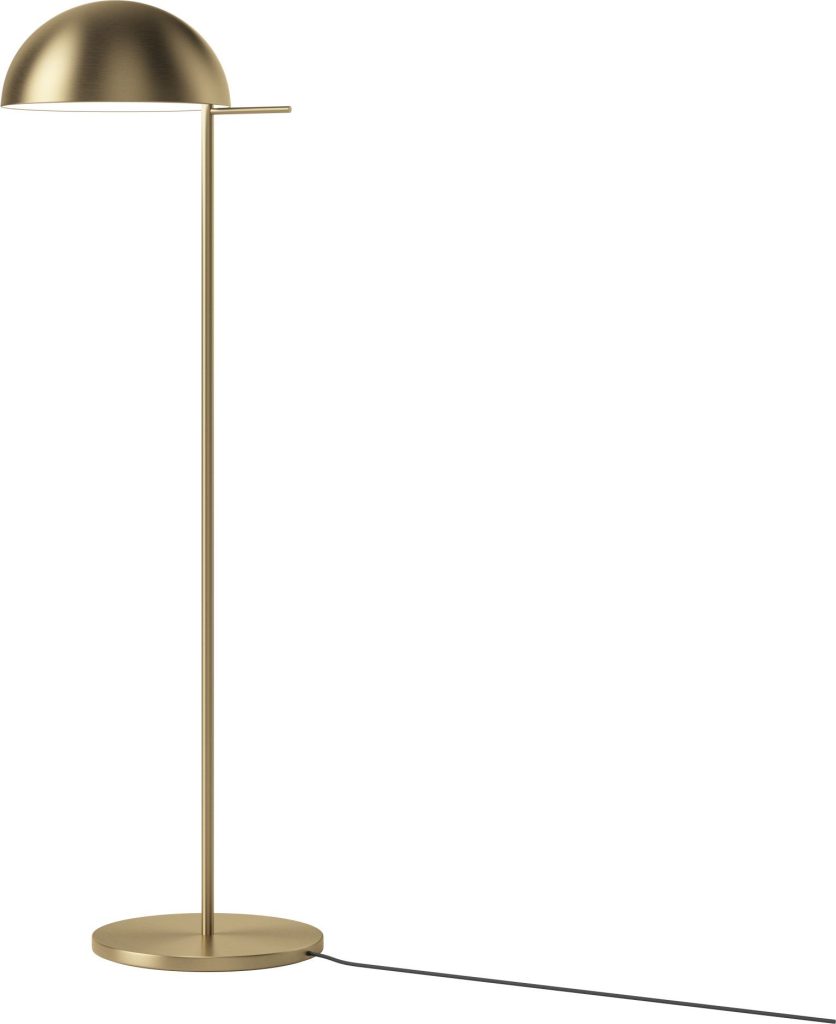 Lampa podłogowa Aluna mosiądz – elegancka konstrukcja, klasyczny design, idealna do salonu