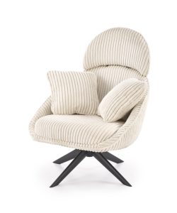 Fotel wypoczynkowy tapicerowany kremowy Merry 2 – elegancki design, komfort, idealny do salonu