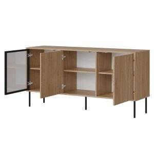 Komoda z drzwiami dąb cremona mat 150 cm Linoa – elegancki design, funkcjonalność, naturalny materiał