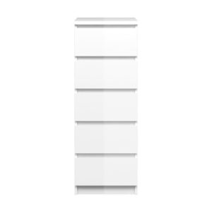 Komoda wysoka z szufladami biała wysoki połysk 40 cm Naia – elegancka, praktyczna, nowoczesny styl