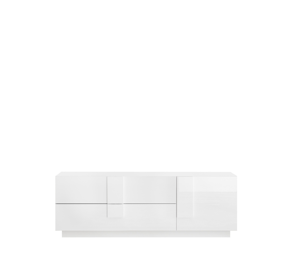 Szafka RTV biała wysoki połysk 182 cm Sorelle – nowoczesny design, elegancki kolor, funkcjonalność