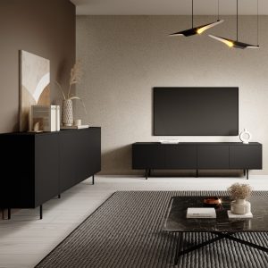 Szafka RTV czarna mat 200 cm Nero – elegancki design, funkcjonalność, nowoczesny styl