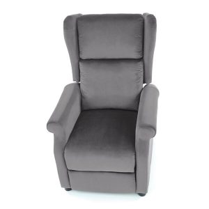 Fotel rozkładany velvet szary Agustin 2 – elegancki design, komfort, materiał velvet