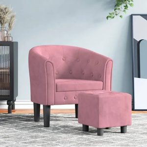 Różowy pikowany fotel wypoczynkowy R1-D29