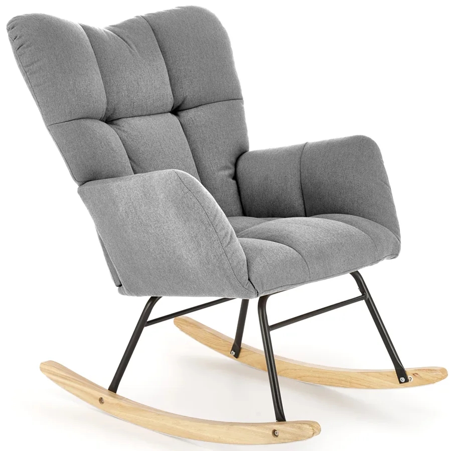 Popielaty skandynawski fotel bujany R7-T37