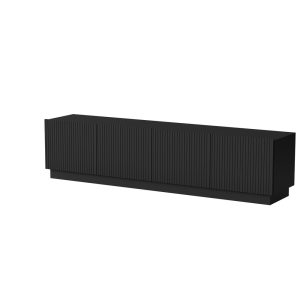 Szafka RTV czarna mat 200 cm Ardea – nowoczesny design, pojemne wnętrze, elegancki kolor
