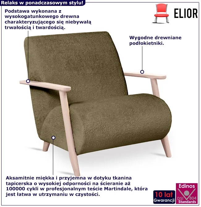 Zielony fotel tapicerowany oliwkowy N6-H22