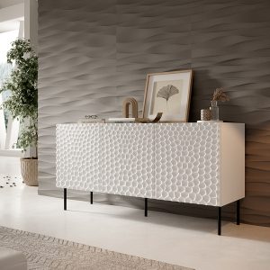 Komoda z drzwiami biała mat 152 cm Cave – nowoczesny design, funkcjonalność, przestronność