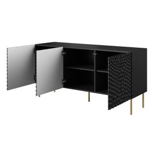 Komoda z drzwiami czarna mat 152 cm Cave – elegancka, pojemna, nowoczesny design