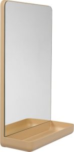 Lustro ścienne Mirror & More beżowe z półką – elegancki design, praktyczna półka, nowoczesny styl